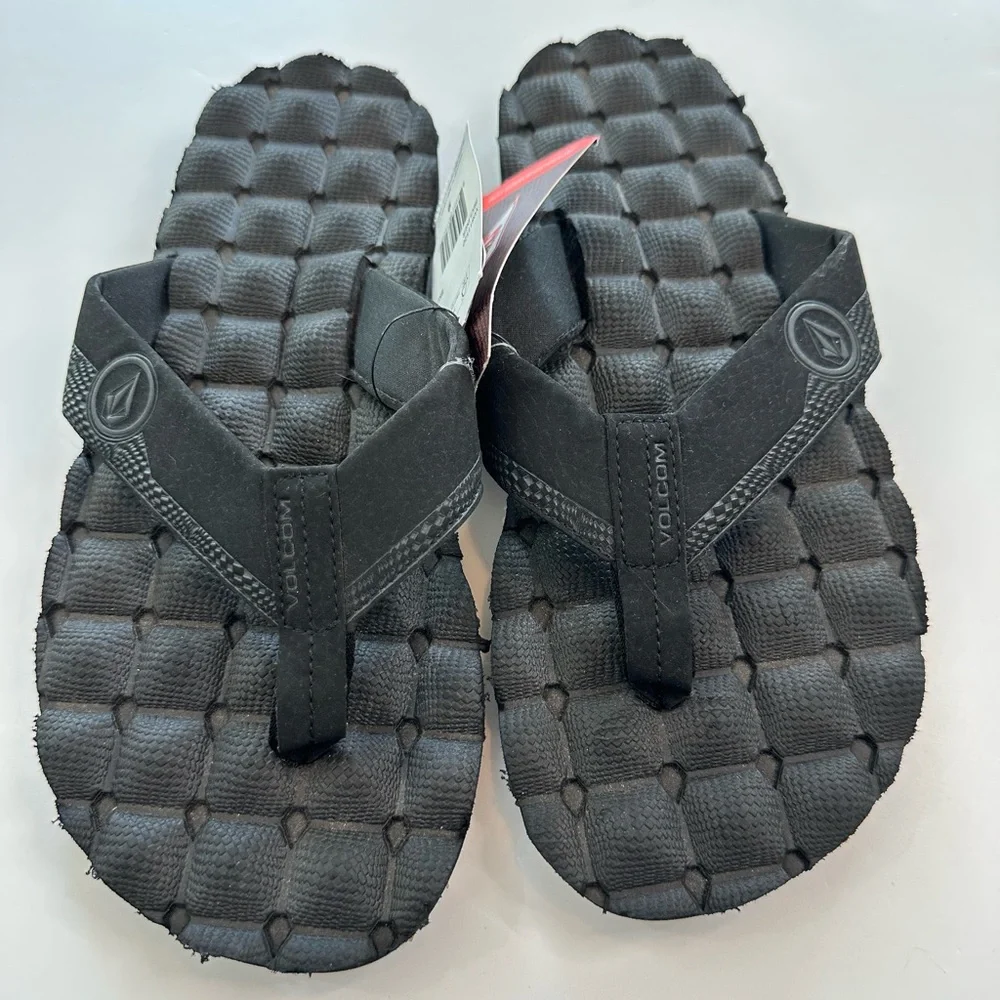 Volcom Flip Flop Sandals Recliner Black Basket Weave NWT Men’s Size 9